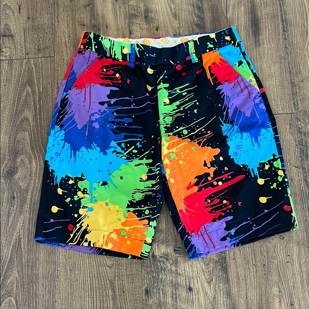 Loudmouth Black and Red Golf Shorts Dynamic Design
